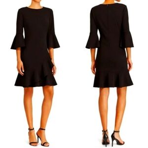 Ralph Lauren Elegant Navy Blue Flutter Sleeve Dress